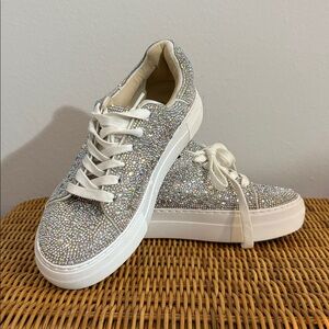 Betsey Johnson Glittering Silver Sneakers